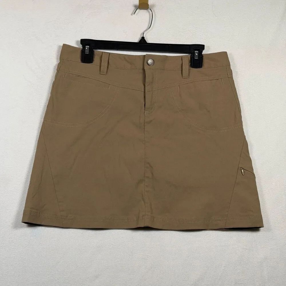 Athleta Womens 6 Khaki Skort Built In Shorts Hiking Travel Nylon Spandex Tan